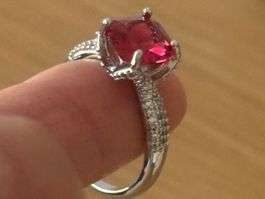 Luxus Elegante Gr.19/9 Ring Farbe: Silber /Rosa/rot Zirkonia