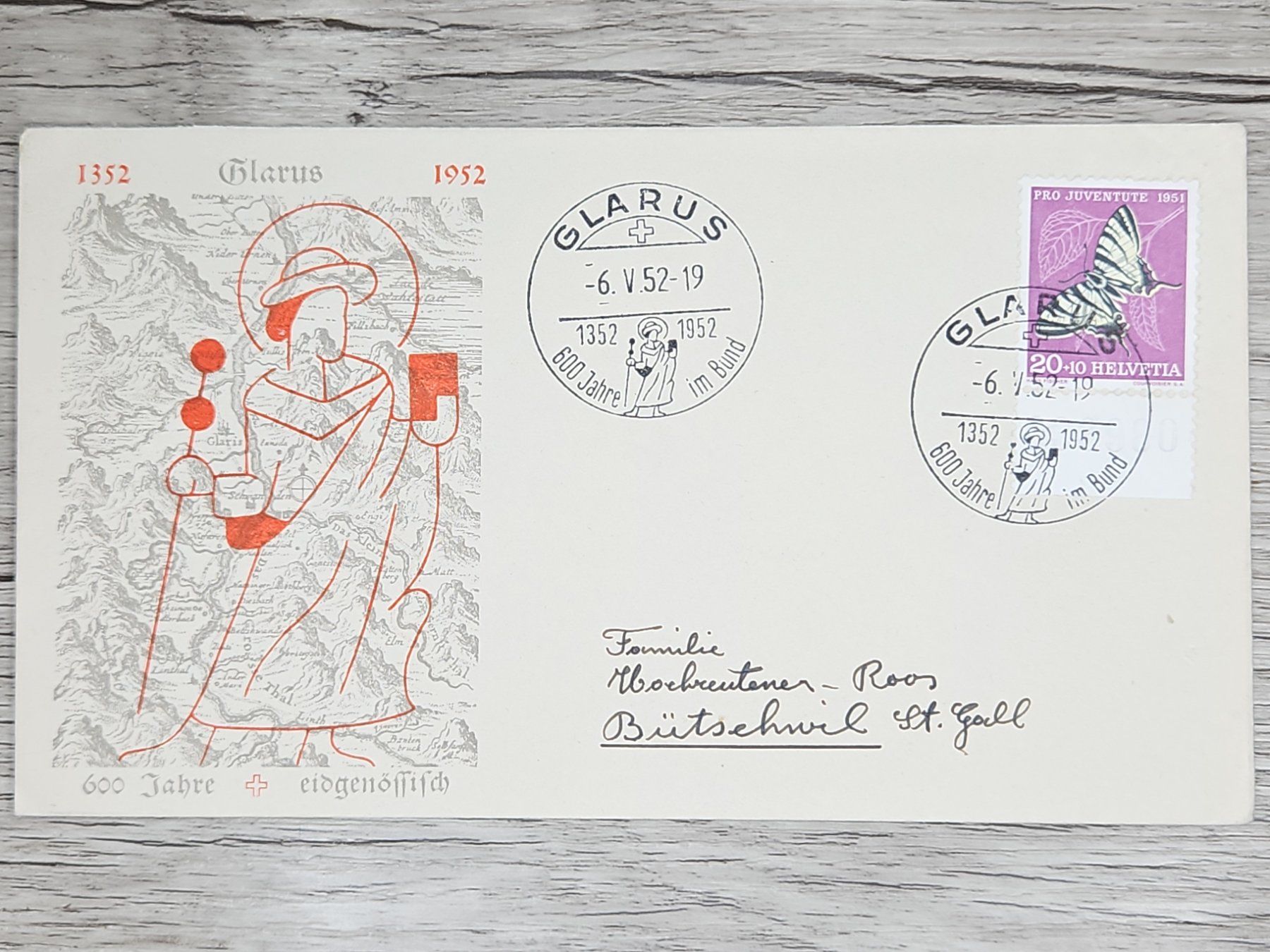 Tous les timbres: CL02 Enveloppe + Timbre Suisse 1952 – D'occasion à Cousset par Patrick_Collections