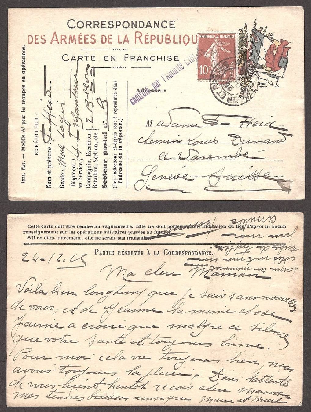 Cartoline postali: Französisches Militär WW1 – Usato da Flamatt venduto da samowarow