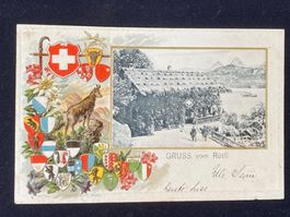antike Postkarte. -Gruss aus Rütli