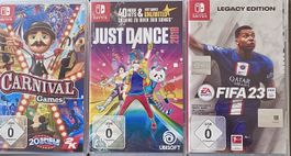 3 Nintendo Switch Spiele – FIFA, Just Dance & Carnival