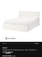 MALM Bettgestell mit Aufbewahrung, weiss, 160x200cm, CHF549