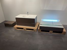 072 Badmöbelkombination, braun, 100cm, Schminkzubehör
