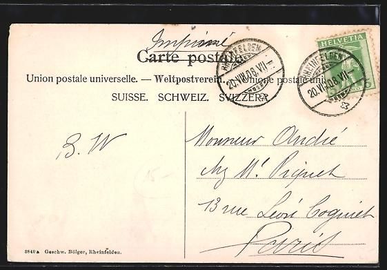 Ansichtskarten: Rheinfelden, Hotel Schützen, Restaurant – Gebraucht aus Berlin von bartko-reher 1