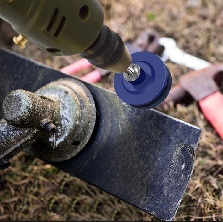 2-tlg. Rasenmäher Messerschärfer - Für Bohrmaschinen, 50x47mm Gartenwerkzeug