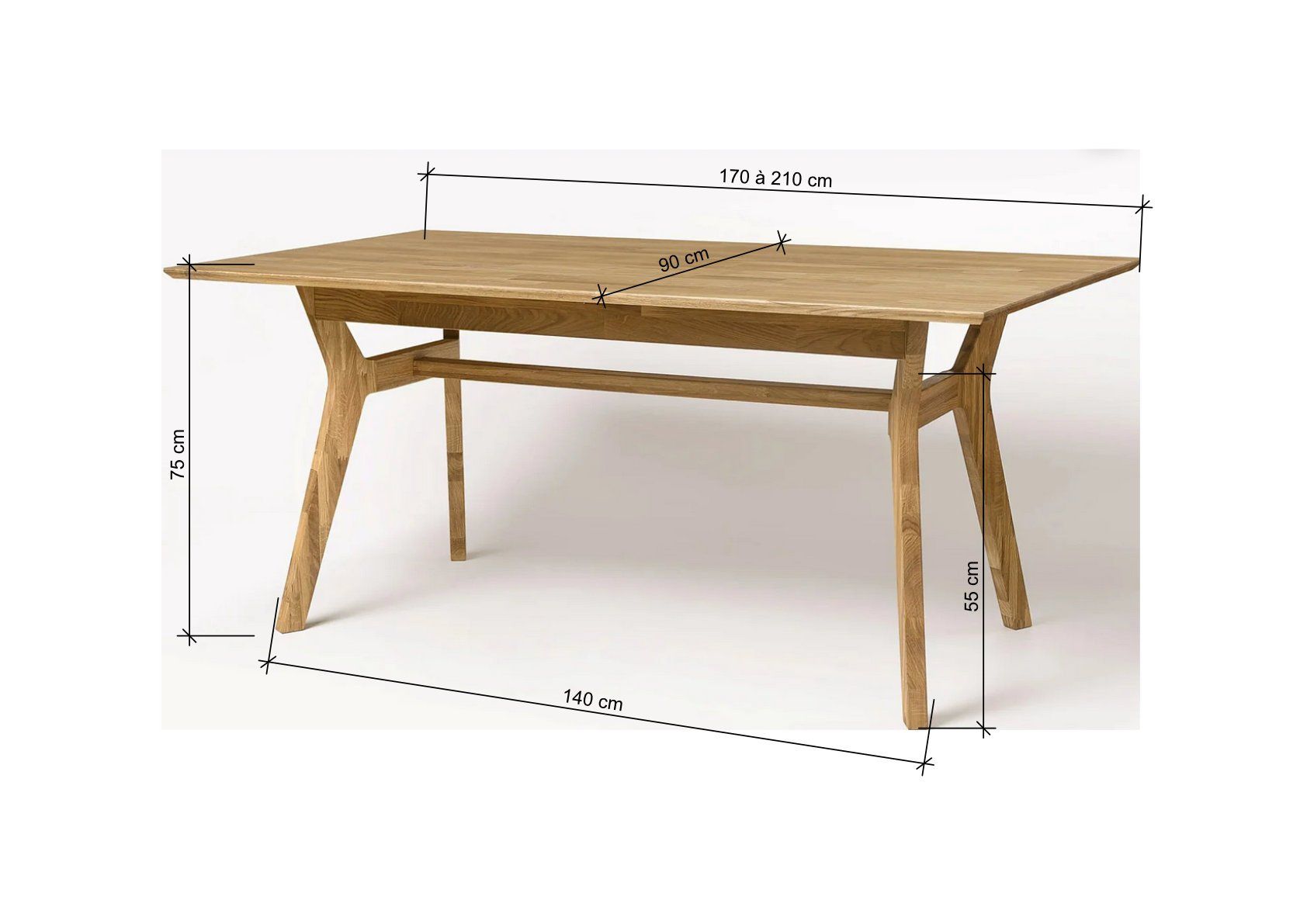 Tische: Table à manger extensible en chêne massif : 90 x 170-210 cm – Gebraucht aus Sion von fille_du_sud 4