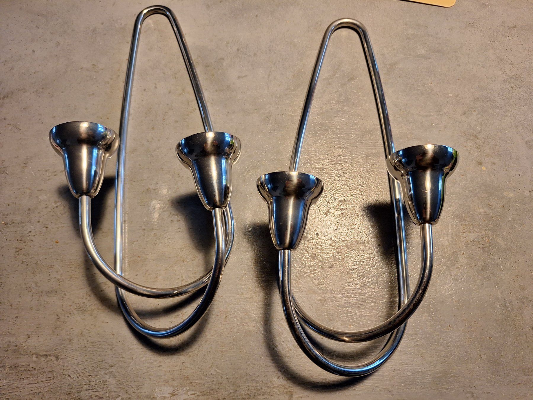 Jensen Portacandele: 2 Georg Jensen Swing Wandkerzenhalter – Nuovo e nell'imballaggio originale da Zürich venduto da Adnil13