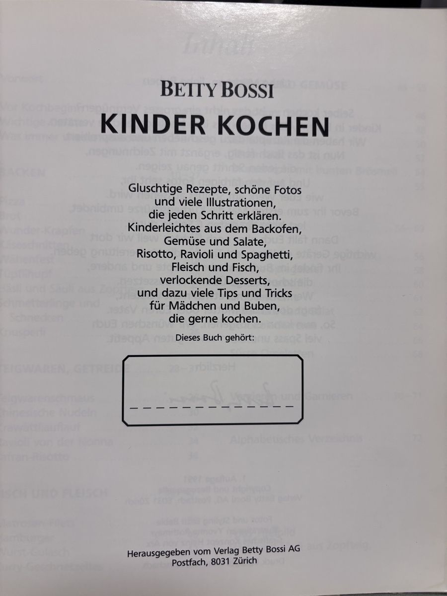 Bücher: Betty Bossi Kinder Kochen  – Gebraucht aus Basel von Mirejus 2