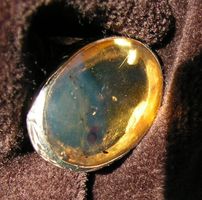 ♥ MASSIV / DOMINIKANISCHER BERNSTEIN RING / GR. 55 BLÄULICH