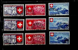 SUISSE 3 SÉRIES OBLITÉRÉES 1939. SBK 48.00 /T406