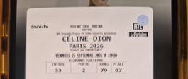 2 billets Parterre Diamant- Céline Dion- 25 septembre 2026