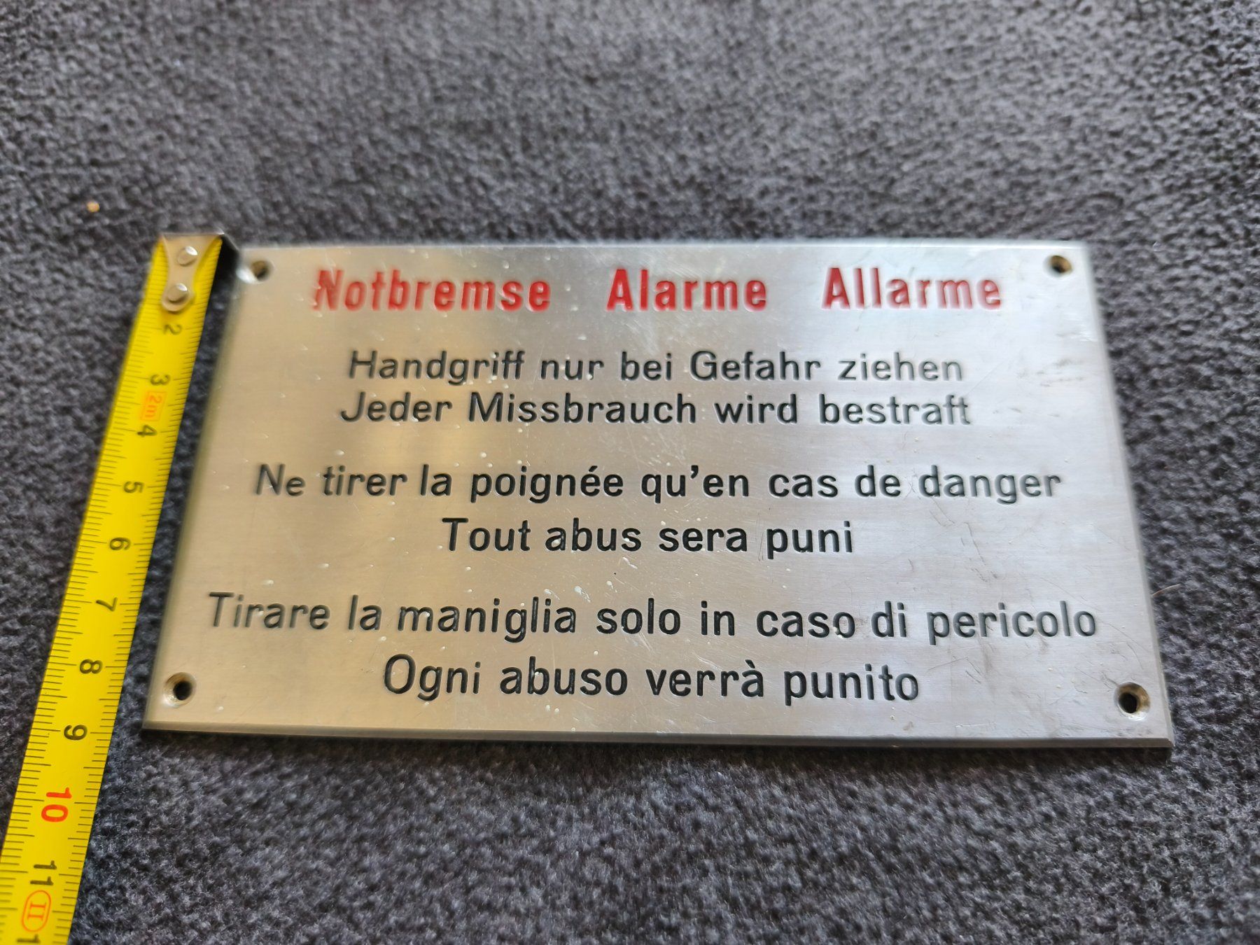 SBB/CFF/FFS Insegne: Ancienne plaque CFF 'Alarme' en métal – Usato da Genève venduto da lnicoGE 1