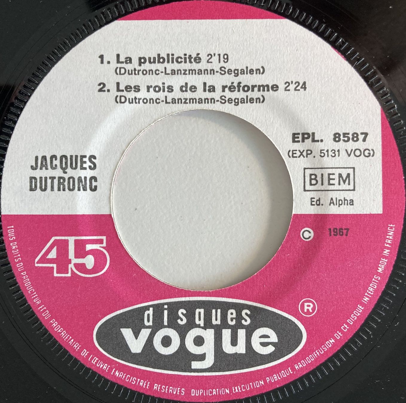 Vinyles: JACQUES DUTRONC - LA PUBLICITE – D'occasion à Bottens par hotter-than-hell 2