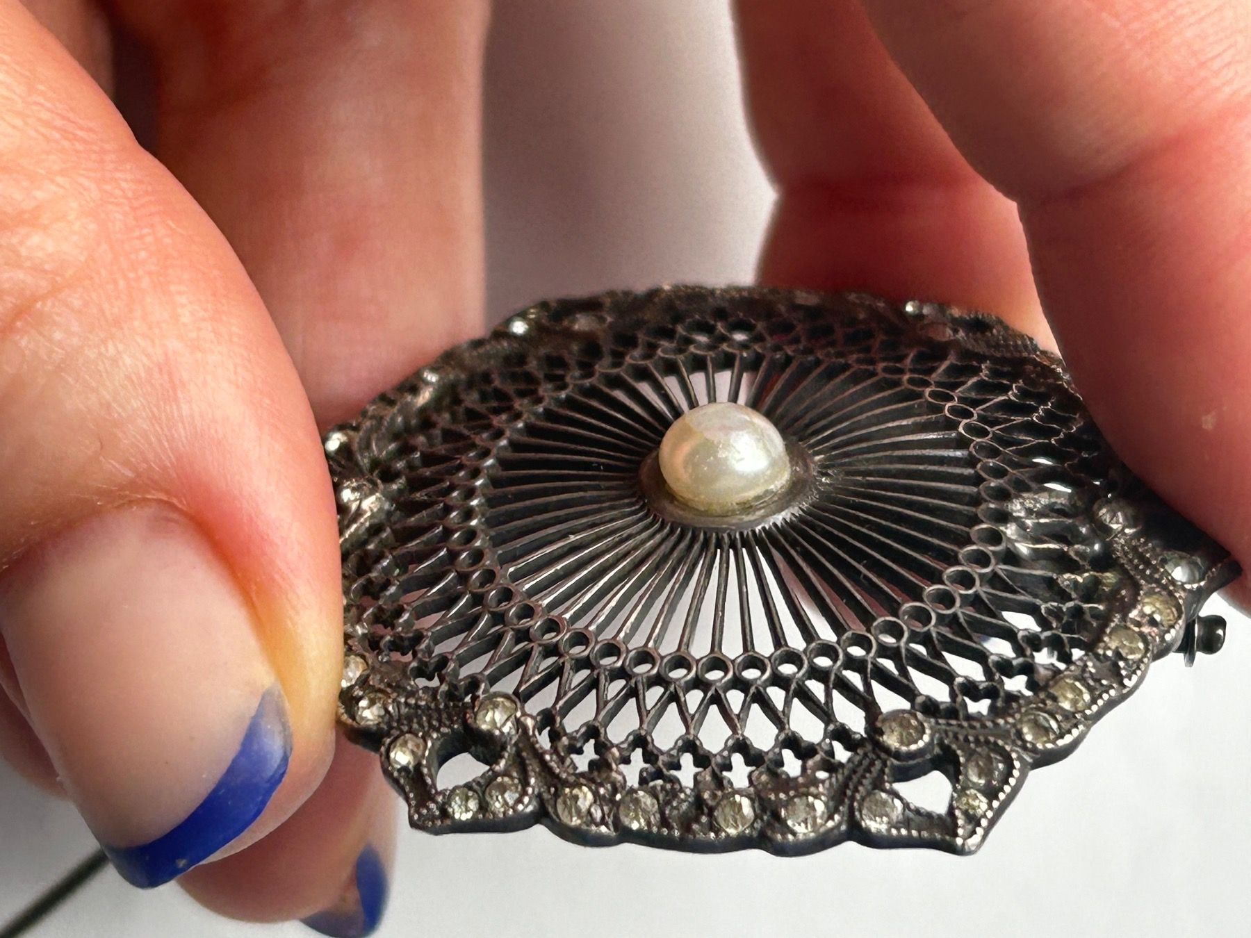 Broches & Aiguilles: Antike Silber Brosche, Filigran, Perle – D'occasion à Dittingen par Bellevista 8