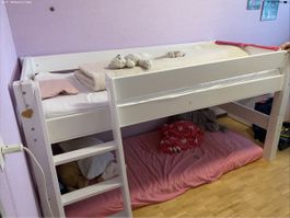 Hochbett/Etagenbett weiss mit Leiter