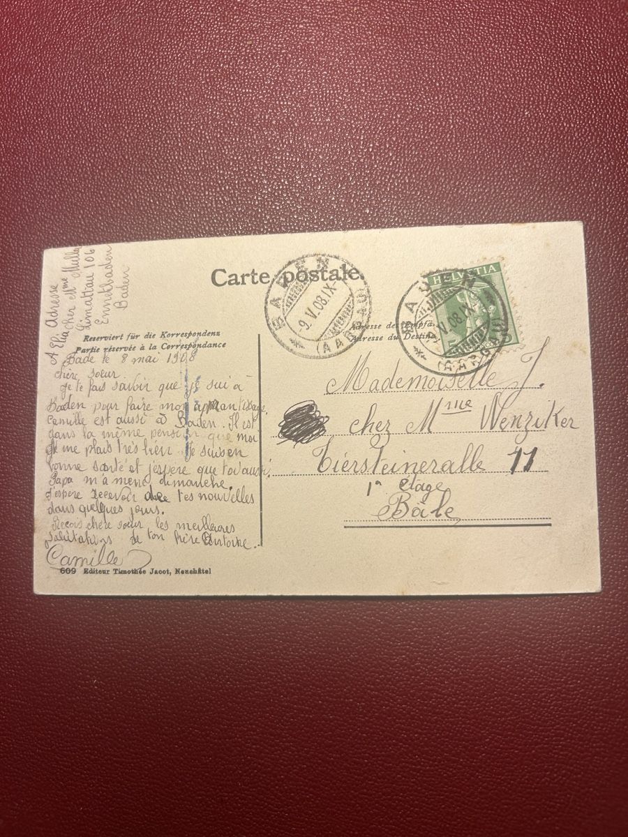 Cartoline postali: Baden 1908 – Usato da Breganzona venduto da Milesbo 1