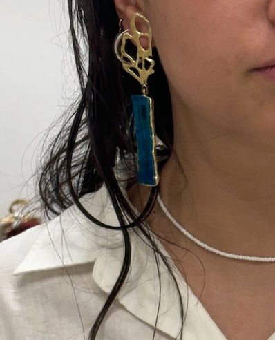 Orecchini pendenti & Orecchini a lobo: Statement Ohrringe: Goldfarben und Aquamarinfarben! – Usato da Zürich venduto da jas_5mwh 2