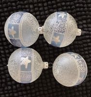Christbaumkugeln Glas 4er Set Sternenmuster matt/blau