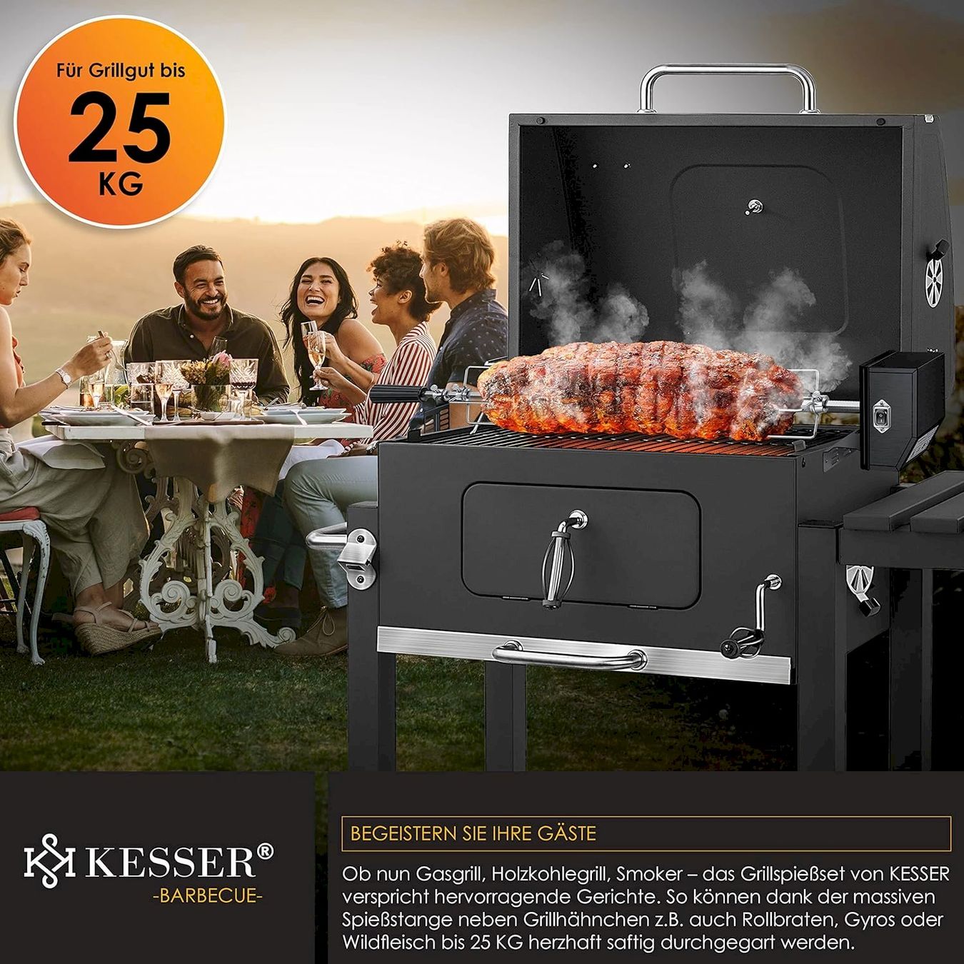 Grillzubehör: Motor-Grillspieß Set Edelstahl BBQ 116cm – Neu und originalverpackt aus Bottighofen von zaap 3