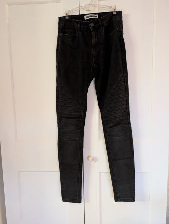 Skinny Jeans für Damen, "Biker-Style", Gr. M, schwarz