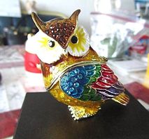 Pillen/Schmuck Dose - gr. EULE Messing/Strass - Traum!