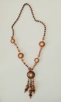 Boho Holzperlen Kette Vintage / Ethno Halskette lang 90cm
