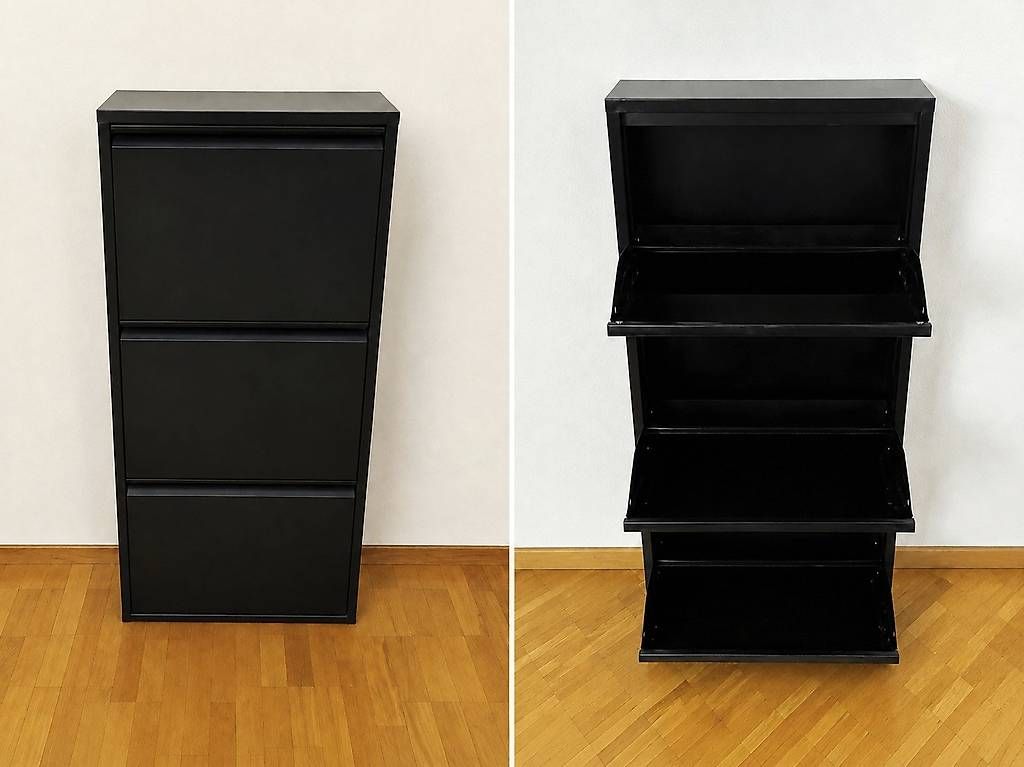 Schränke: Meuble à chaussures noir  3 compartiments basculants – Gebraucht aus Morges von gau_cl6r