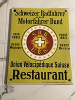 Antikes Emailleschild SRB Schweiz. Radfahrer- und Motorfahre