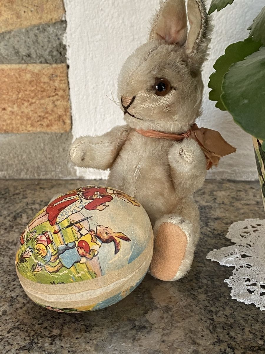 Steiff Giocattoli: Antikes Steiff Häsli Niki, Uralt Karton,- Blecheili – Usato da Rüti ZH venduto da Weder2 1