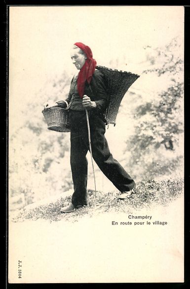 Cartoline postali: AK Champéry, En route pour le village – Usato da Berlin venduto da bartko-reher