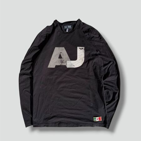 Armani Jeans vintage black graphic long sleeve T-shirt retro
