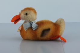 Steiff Ente, Stofftier, Mohair-Tier + Schild, 60er