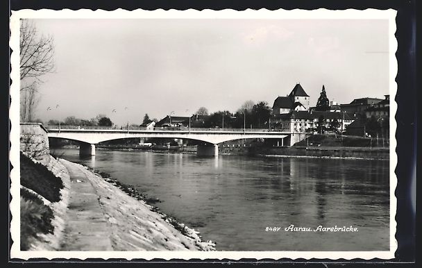 Cartoline postali: AK Aarau, Ortsansicht mit Aarebrücke – Usato da Berlin venduto da bartko-reher
