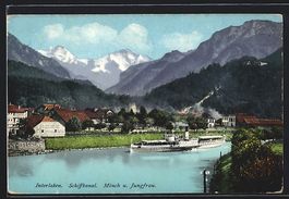 Interlaken, Schiffkanal mit Dampfschiff,