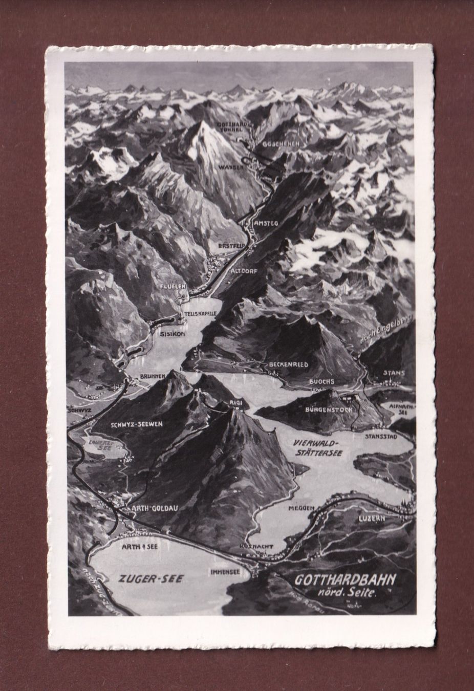 Cartoline postali: GOTTHARDBAHN - Nördliche Seite - 1955 – Usato da Pully venduto da nicecards-shop