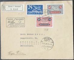 Schweizer Afrikaflug 1926 - seltener Flugpost-R-Brief