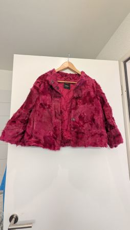 MaxMara Weekend Hot Pink Rabbit Fur Jacket, Size 36
