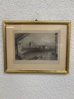Antiker Stahlstich Hofbrücke Luzern von W. H. Bartlett 1836