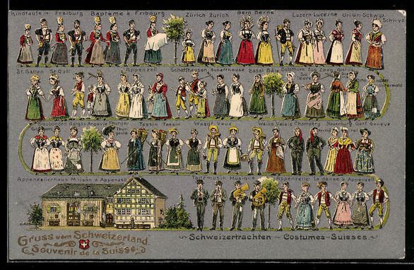 Cartoline postali: Schweizertrachten aus Wallis, Champéry, – Usato da Berlin venduto da bartko-reher