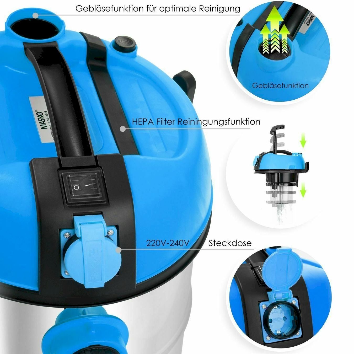 Staubsauger & Zubehör: MASKO Staubsauger 2300W Blau – Neu und originalverpackt aus Bottighofen von zaap 2