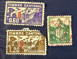 Timbres Cantonaux Valais - Lot de 3 Timbres Rares