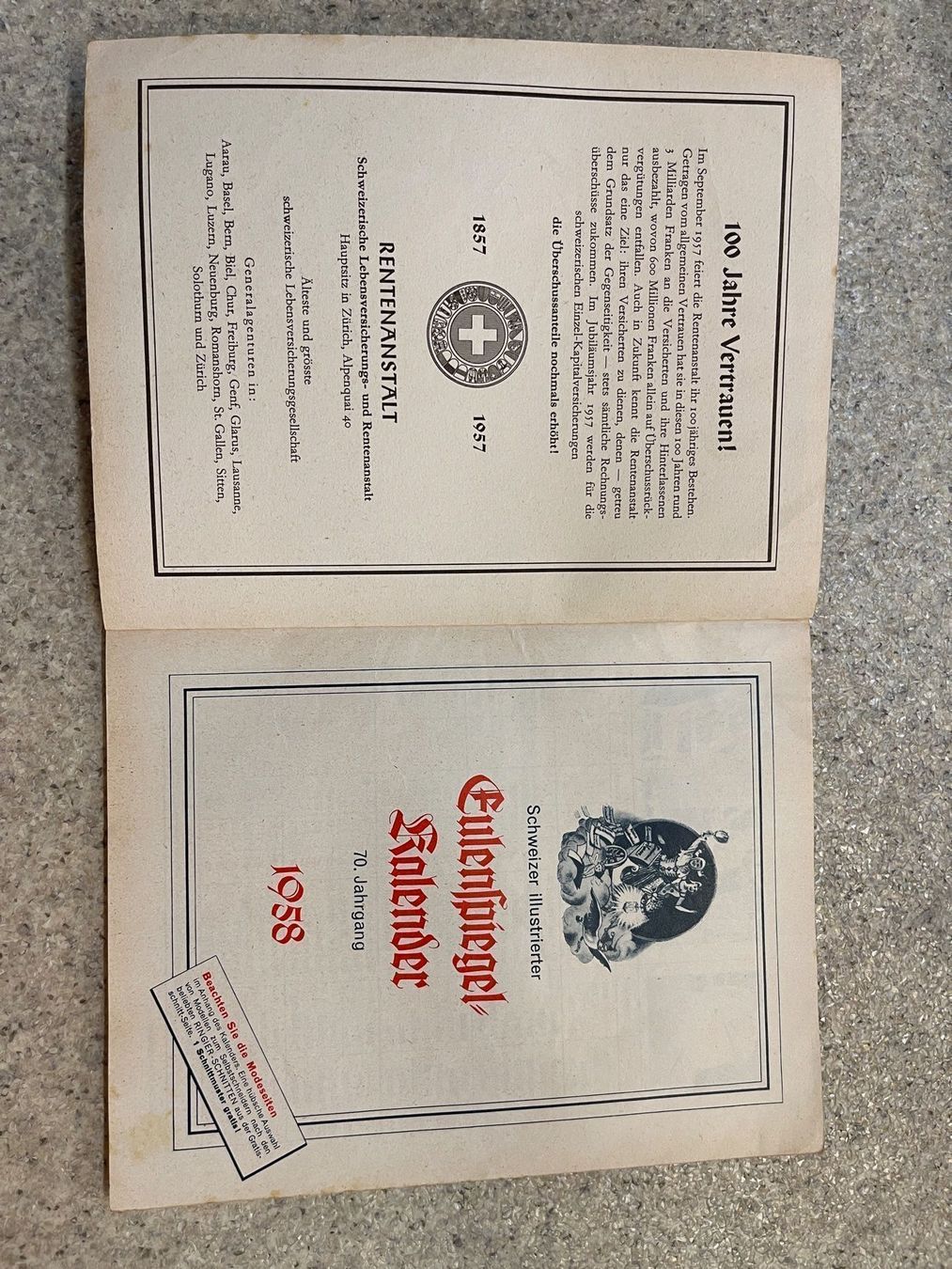 Zeitschriften & Magazine: Alte Schweizer Eulenspiegel Kalender 1958 – Gebraucht aus Reiden von  2