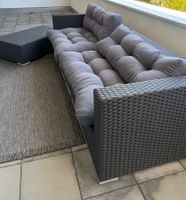 Gartenlounge mit Tisch Polyrattan dunkelgrau guter Zustand
