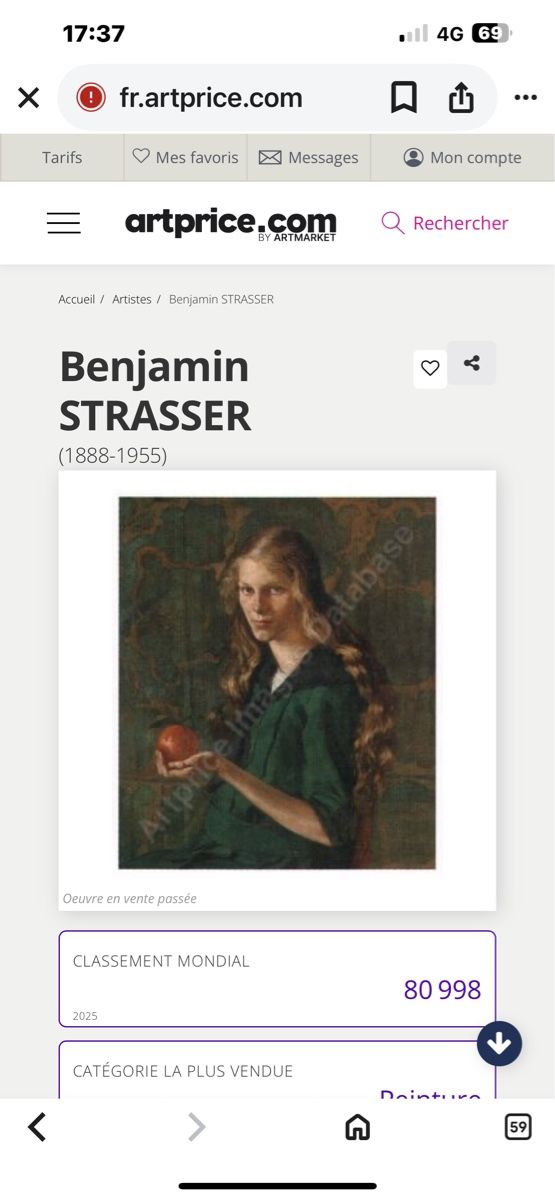 Gemälde: Portrait signé BENJAMIN STRASSER 1949 – Defekt aus Genève von Qanil77 8