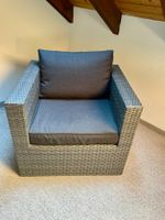 Outdoor Sessel grau mit Kissen