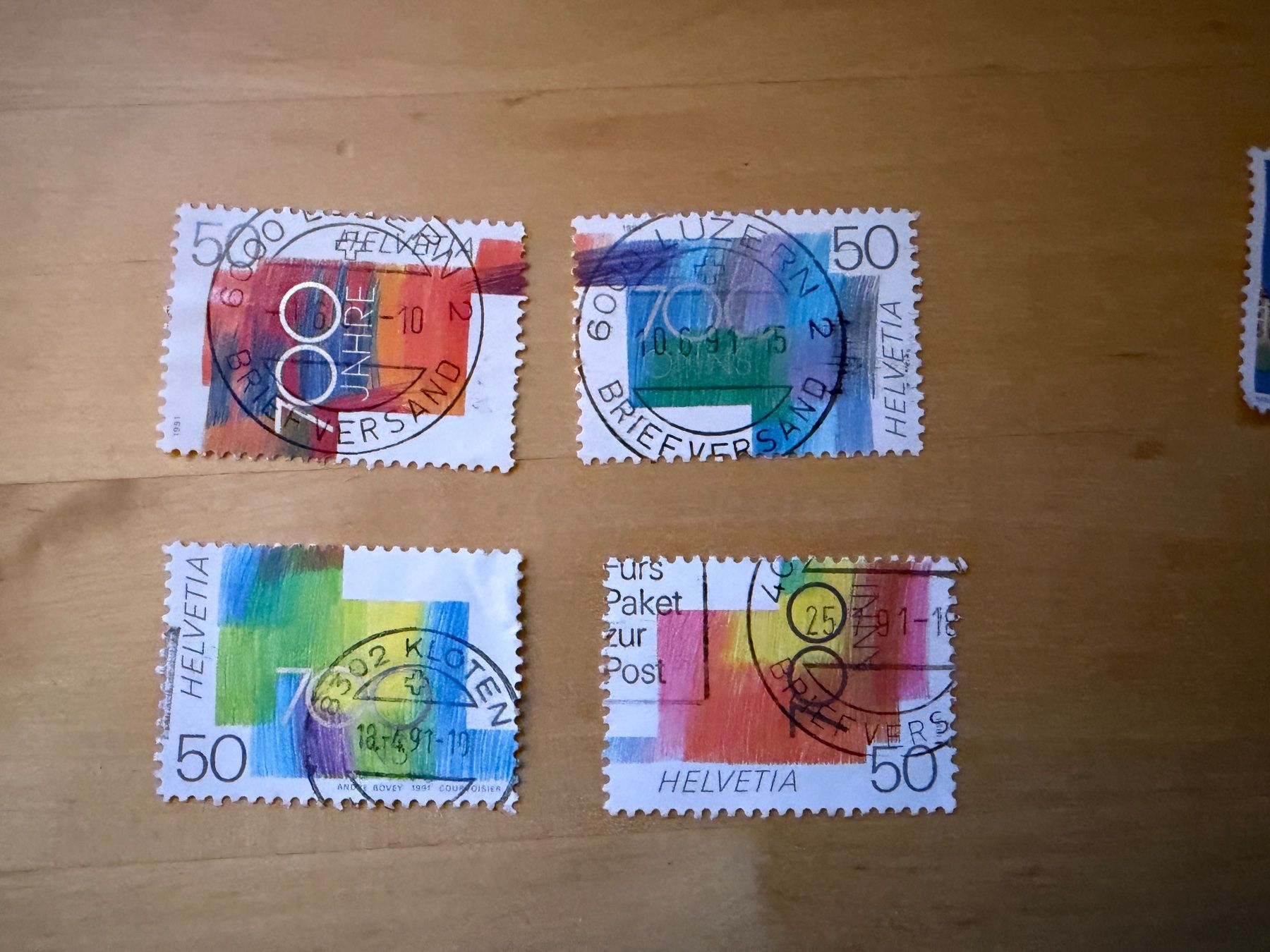 Tutti i francobolli: Satz 700 Jahre Eidgenossenschaft – Usato da Oberbuchsiten venduto da Rpv