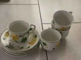 Villeroy&Boch wunderschön Tassen/Untertassen, Geranium 4Stk.