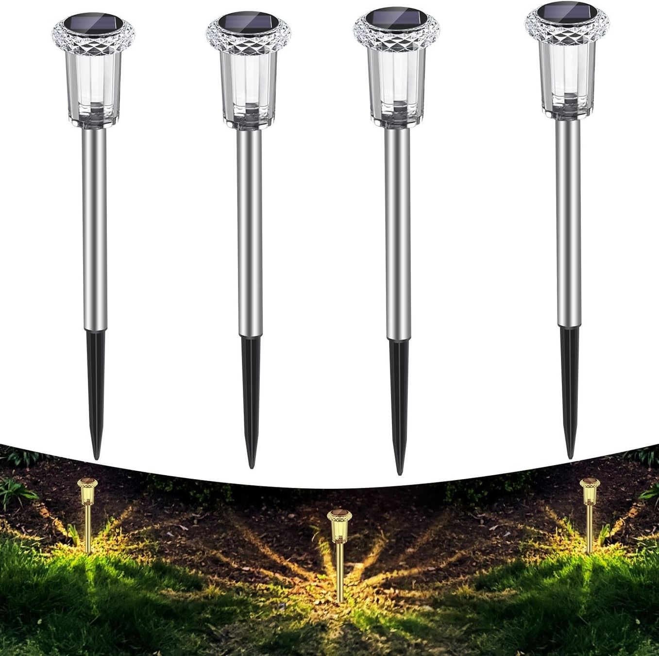 Lampade: 4x Solar Gartenlampen IP65 Warmweiß – Nuovo e nell'imballaggio originale da Nuglar venduto da SmartLiving24 1