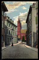 AK Basel, Rittergasse mit Münster