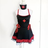 Costume Déguisement Infirmière Noir & Rouge - Taille S